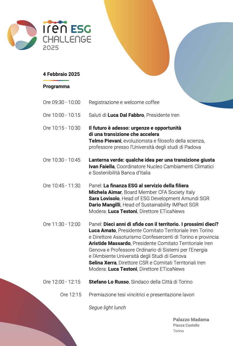 Premio ESG Challenge Iren 2025